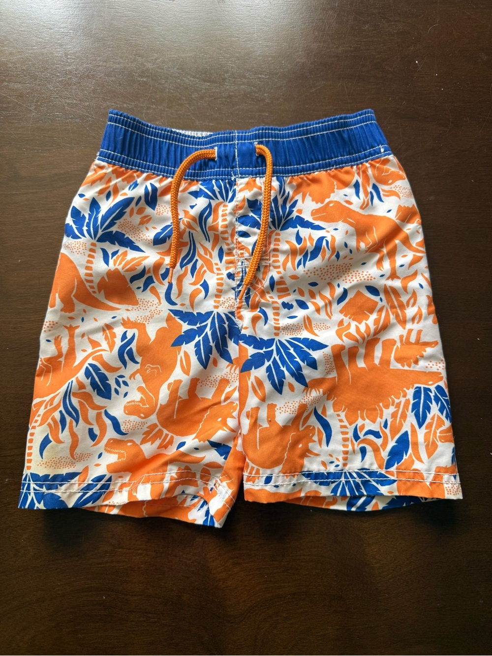 Old Navy White Toddler Mesh-Lined Dinosaur Swim Trunks